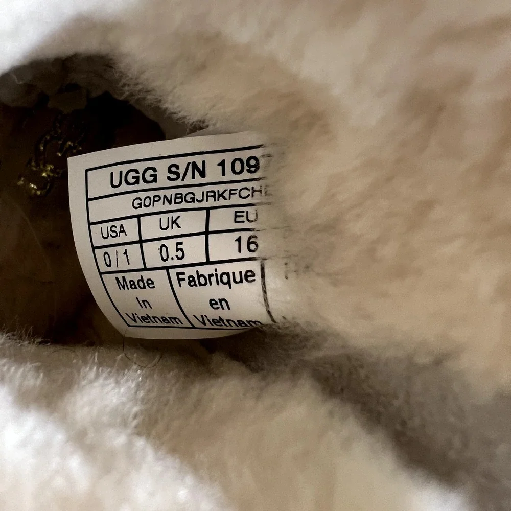 UGG Infant Baby Jorie II Metallic Leather Boots‎ Size 0/1 Fur Shearling Zip